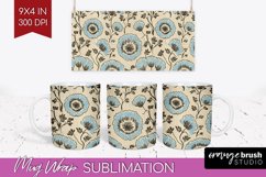 Vintage Flowers Mug Wrap - Floral Mug PNG Sublimation Product Image 1