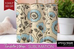 Vintage Flowers Tumbler Wrap - Floral Tumbler PNG Product Image 1