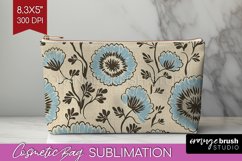 Vintage Flowers Cosmetic Bag - Floral Makeup Bag PNG Product Image 1