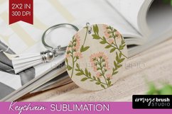 Vintage Flowers Keychain PNG - Floral Keychain Sublimation Product Image 1