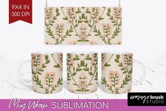Vintage Flowers Mug Wrap - Floral Mug PNG Sublimation Product Image 1