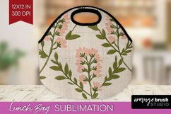 Vintage Flowers Lunch Bag - Floral Lunch Bug PNG Sublimation Product Image 1