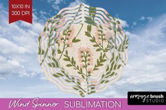 Vintage Flowers Wind Spinner Sublimation PNG - Floral Round Product Image 1