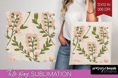 Vintage Flowers Tote Bag - Floral Tote Bag PNG Sublimation Product Image 1
