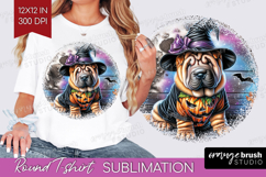 Shar Pei Dog Round Tshirt Background Halloween PNG Product Image 1