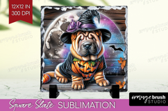 Shar Pei Dog Slate PNG Halloween Square Slate Sublimation Product Image 1