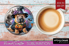 Shar Pei Dog Round Coaster Halloween Coaster PNG Sublimation Product Image 1