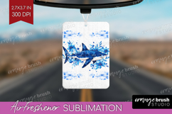Shark Floral Air Freshener PNG Blue Flowers PNG Sublimation Product Image 1