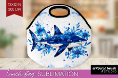 Shark Floral Lunch Bag Blue Flowers Lunch Bug PNG Product Image 1