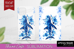 Shark Floral Phone Case PNG Blue Flowers Case PNG Product Image 1
