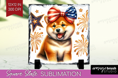 Shiba Inu Dog Slate PNG Patriotic Dog Square Slate Product Image 1