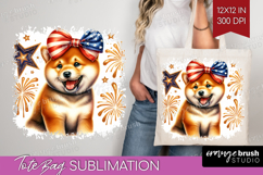 Shiba Inu Dog Tote Bag Patriotic Dog Tote Bag PNG Product Image 1