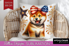 Shiba Inu Dog Pillow Sublimation Patriotic Dog Pillow Cover Product Image 1