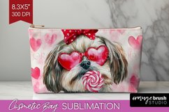 Shih Tzu Valentine Cosmetic Bag Valentines Day Makeup Bag Product Image 1