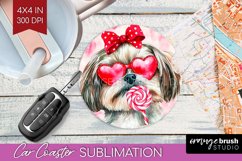 Shih Tzu Valentine Car Coaster Valentines Day Coaster PNG Product Image 1