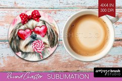Shih Tzu Valentine Round Coaster Valentines Day Coaster PNG Product Image 1