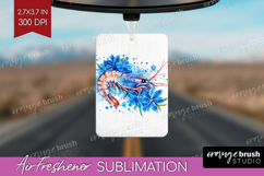 Shrimp Floral Air Freshener PNG Blue Flowers PNG Sublimation Product Image 1