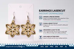 Simple Flower Earring SVG | Minimalist Laser Cut Jewelry Product Image 3