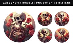 Skull Keychain And Car Coaster Sublimation Design Product Image 1