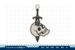 Skull and Sword Keychain SVG | Gothic Knight Cut File Product Image 1