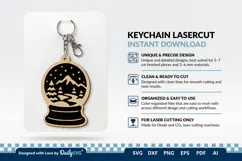 Winter Snow Globe Keychain Laser Cut Product Image 1