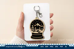Winter Snow Globe Keychain Laser Cut Product Image 3