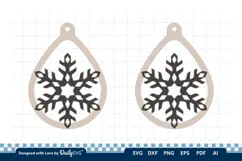 Snowflake Teardrop Earring SVG | Winter Jewelry Cut File Product Image 1