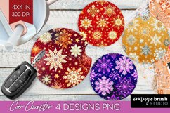 Snowflakes Car Coaster - Christmas Coaster PNG Sublimation Product Image 1