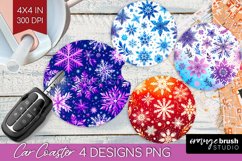 Snowflakes Car Coaster - Christmas Coaster PNG Sublimation Product Image 1