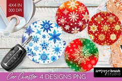 Snowflakes Car Coaster - Christmas Coaster PNG Sublimation Product Image 1