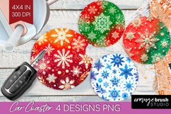 Snowflakes Car Coaster - Christmas Coaster PNG Sublimation Product Image 1