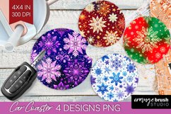 Snowflakes Car Coaster - Christmas Coaster PNG Sublimation Product Image 1