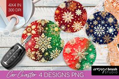 Snowflakes Car Coaster - Christmas Coaster PNG Sublimation Product Image 1