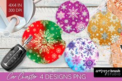 Snowflakes Car Coaster - Christmas Coaster PNG Sublimation Product Image 1