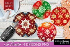 Snowflakes Car Coaster - Christmas Coaster PNG Sublimation Product Image 1