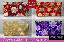 Snowflakes Cosmetic Bag - Christmas Makeup Bag PNG Product Image 1