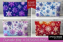 Snowflakes Cosmetic Bag - Christmas Makeup Bag PNG Product Image 1