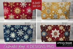 Snowflakes Cosmetic Bag - Christmas Makeup Bag PNG Product Image 1
