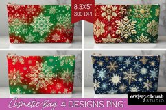 Snowflakes Cosmetic Bag - Christmas Makeup Bag PNG Product Image 1