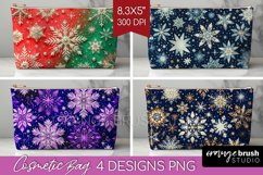 Snowflakes Cosmetic Bag - Christmas Makeup Bag PNG Product Image 1