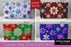 Snowflakes Cosmetic Bag - Christmas Makeup Bag PNG Product Image 1
