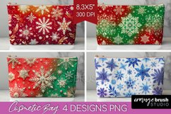 Snowflakes Cosmetic Bag - Christmas Makeup Bag PNG Product Image 1
