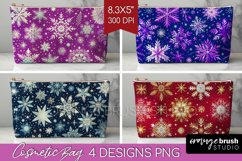Snowflakes Cosmetic Bag - Christmas Makeup Bag PNG Product Image 1