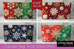 Snowflakes Cosmetic Bag - Christmas Makeup Bag PNG Product Image 1
