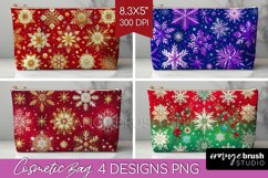 Snowflakes Cosmetic Bag - Christmas Makeup Bag PNG Product Image 1