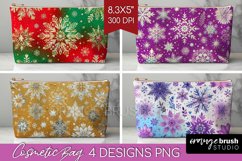 Snowflakes Cosmetic Bag - Christmas Makeup Bag PNG Product Image 1