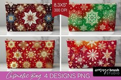 Snowflakes Cosmetic Bag - Christmas Makeup Bag PNG Product Image 1