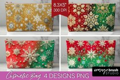 Snowflakes Cosmetic Bag - Christmas Makeup Bag PNG Product Image 1