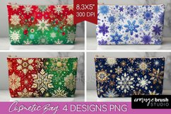 Snowflakes Cosmetic Bag - Christmas Makeup Bag PNG Product Image 1