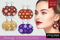 Snowflakes Round Earrings - Christmas PNG Sublimation Product Image 1